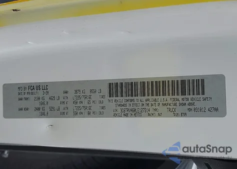 2020 Ram Promaster 1500 Low Roof 136 Wb из США, поврежденный, VIN 3C6TRVAG0LE127314